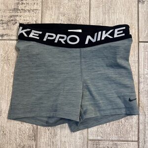 Nike Pro Heathered Gray Shorts with Black Waistband - Size Medium